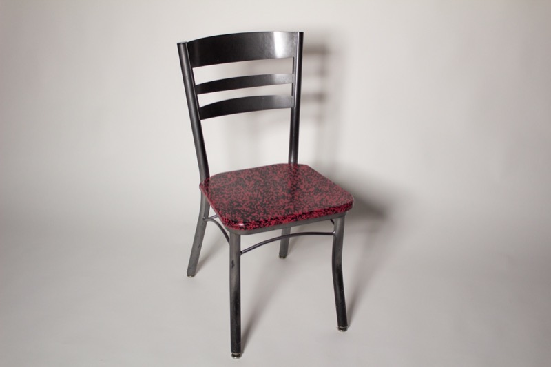 The Level 7 chair: a recycled-HDPE seat on a steel frame.