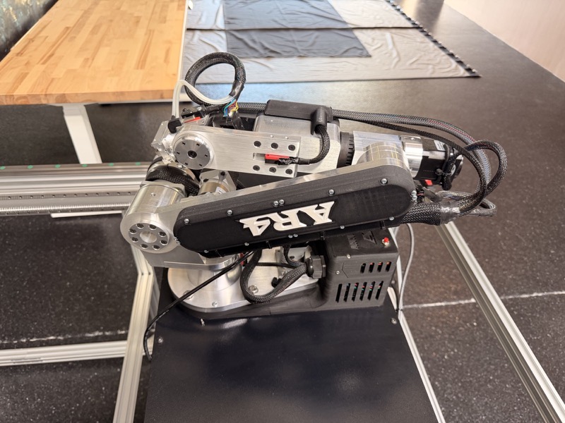 The AR4 arm, folded, on its carriage.